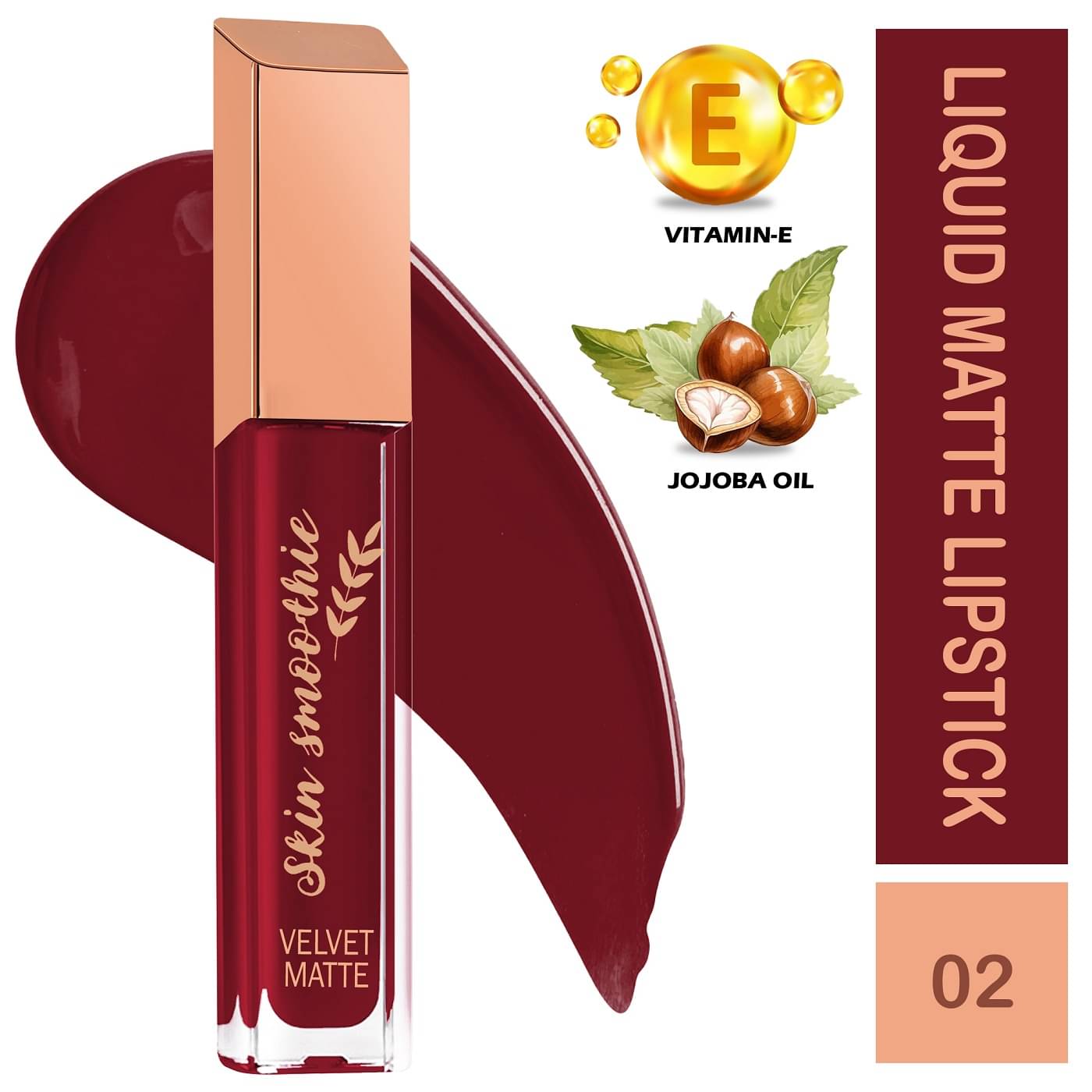 SKIN SMOOTHIE Maroon Red Matte Lipstick 3
