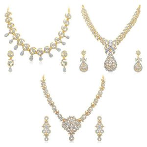 Sukkhi Alloy Golden Traditional Necklace set Combo Collar