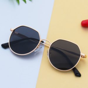 ted smith grey round sunglasses for men women | half rim & metal frame | medium to large face ( 56-16-142 )