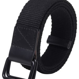 UrbanMark Black Canvas Casual Belt for Men