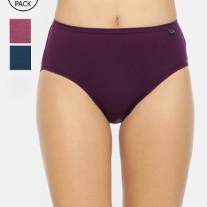 Van Heusen Women Assorted Pack of 3 Solid Anti Bacterial No Marks Waistband Hipster Panty