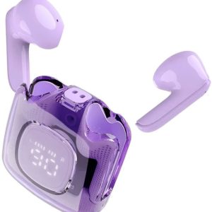 VEhop with Digital Display Bluetooth True Wireless (TWS) In Ear 30 Hours Playback Fast charging,Dual pairing IPX4(Splash & Sweat Proof) Purple