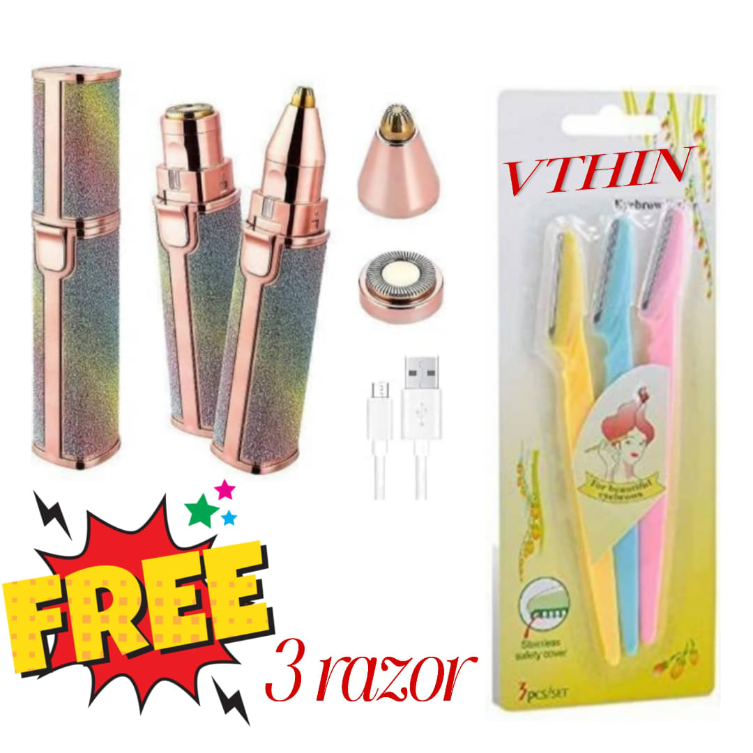 VTHIN 2 IN 1 FACE TRIMMER Pink Corded,Cordless Eyebrow Trimmer With 120 minutes Runtime